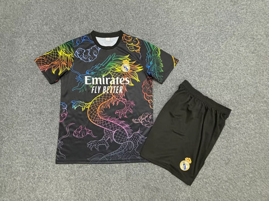 Ensemble Enfant Réal Madrid Dragon Arc-en-ciel Version Fan 2024 2025